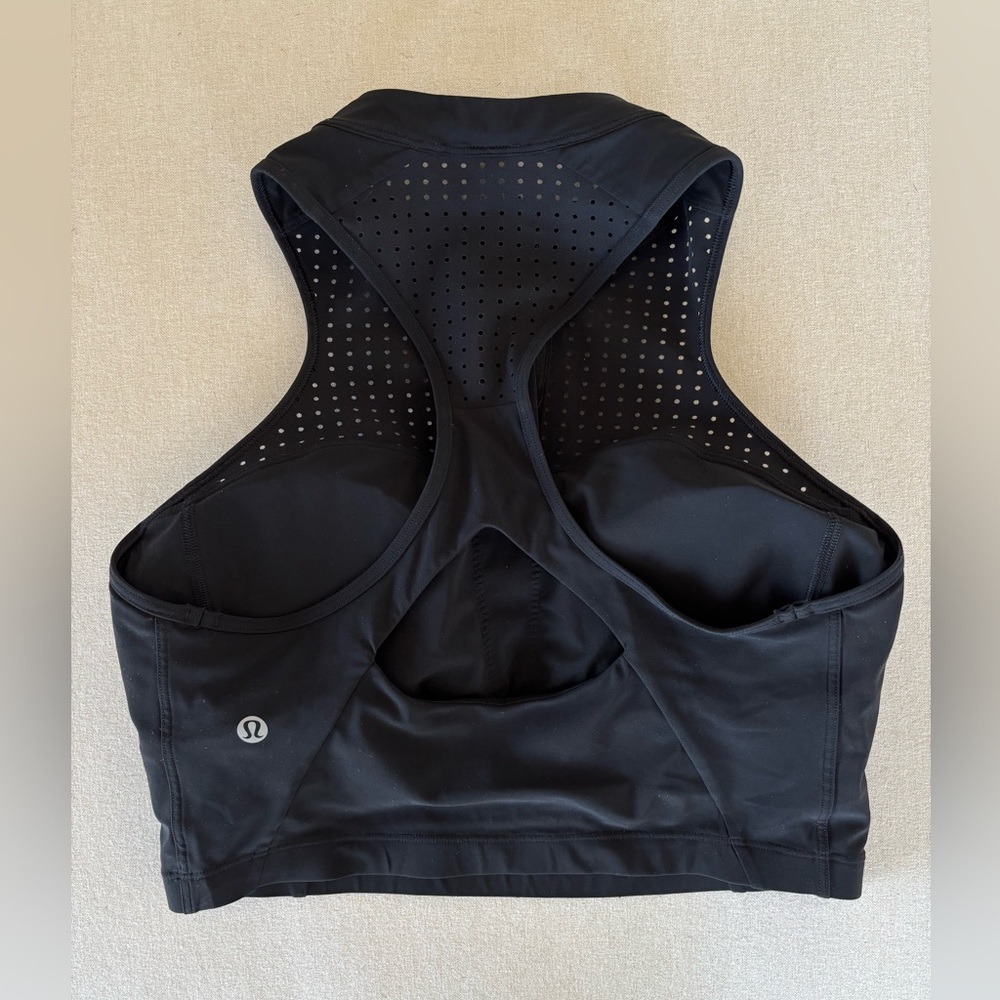 Lululemon Unleash Strength Bra black size 8 like new high neck half-zip W2BXTS - Picture 5 of 11